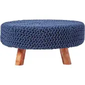 Homescapes STRICK-HOCKER dunkelblau, rund 62/62/30 cm