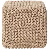 Homescapes STRICK-POUF beige, Sitzwürfel 35/35/35 cm