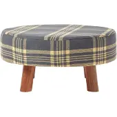 Homescapes SITZHOCKER rund, grau kariert 62/62/30 cm