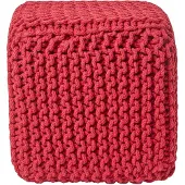 Homescapes STRICK-POUF rot, Sitzwürfel 35/35/35 cm