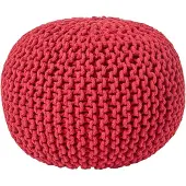 Homescapes STRICK-POUF rot, 40/40/35 cm