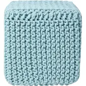 Homescapes STRICK-POUF pastellblau, Sitzwürfel 35/35/35 cm