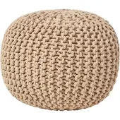 Homescapes STRICK-POUF beige, 40/40/35 cm