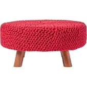 Homescapes STRICK-HOCKER rot, rund 62/62/30 cm