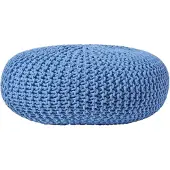 Homescapes STRICK-POUF blau, Bodenkissen rund 70/70/23 cm