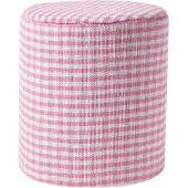 Homescapes SITZPOUF Vichy-Karo rosa, Hocker rund 40/40/42 cm