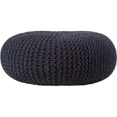 Homescapes STRICK-POUF schwarz, Bodenkissen rund 70/70/23 cm