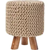 Homescapes STRICK-HOCKER beige, Dreibein 32/32/42 cm
