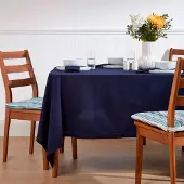 Homescapes TISCHDECKE dunkelblau 137/228 cm, 100% Baumwolle
