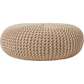 Homescapes STRICK-POUF beige, Bodenkissen rund 70/70/23 cm