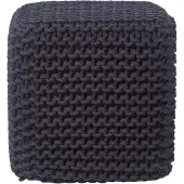 Homescapes STRICK-POUF schwarz, Sitzwürfel 35/35/35 cm