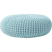 Homescapes STRICK-POUF pastellblau, Bodenkissen rund 70/70/23 cm