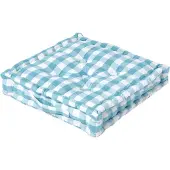Homescapes SITZKISSEN blau-weiß kariert 40/40/8 cm