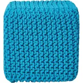 Homescapes STRICK-POUF türkis, Sitzwürfel 35/35/35 cm
