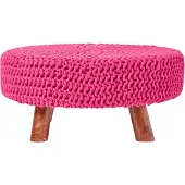Homescapes STRICK-HOCKER pink, rund 62/62/30 cm
