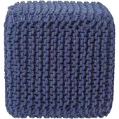 Homescapes STRICK-POUF dunkelblau, Sitzwürfel 35/35/35 cm