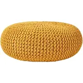 Homescapes STRICK-POUF senfgelb, Bodenkissen rund 70/70/23 cm