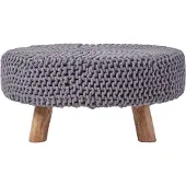Homescapes STRICK-HOCKER grau, rund 62/62/30 cm