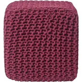 Homescapes STRICK-POUF weinrot, Sitzwürfel 35/35/35 cm