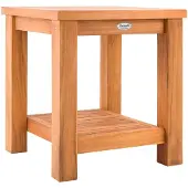 CLP Beistelltisch outdoor Keaton Teakholz, Gartentisch wetterfest mit zwei Ablagen, Teaktisch für Garten, Terrasse und Balkon