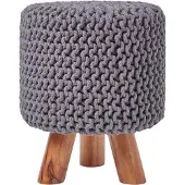 Homescapes STRICK-HOCKER grau, Dreibein 32/32/42 cm