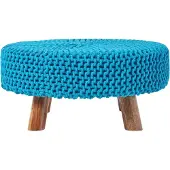 Homescapes STRICK-HOCKER türkis, rund 62/62/30 cm
