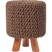 Homescapes STRICK-HOCKER braun, Dreibein 32/32/42 cm