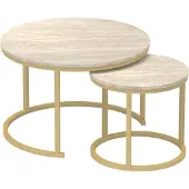 CALICOSY - Set aus 2 stapelbaren runden Beistelltischen - L70 cm