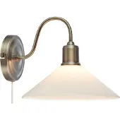 Markslöjd Vela Wandleuchte Antique Brass/Shiny White - , Grün, für Wohnzimmer, Metall