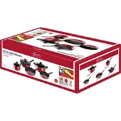 Lagostina Cucina Mediterranea, Gemischtes Set, Rot, Aluminium, Titan Einfach, Schwarz, Bakelit