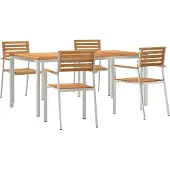 vidaXL Garten Essgruppe 5 stk. Massives Teakholz und Edelstahl
