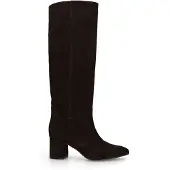 Manfield Dunkelbraune Veloursleder-Stiefel mit Absatz | Größe 41