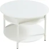 En.casa Couchtisch 'Kandas' mit Hebeplatte rund 70 x 49 cm Stahlgestell Weiß