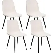 Beliani Esszimmerstühle 4er Set Hellbeige Stoff Gepolstert mit Schwarzen Beinen Ohne Armlehnen Modern Polsterstühle Küchenstühle Esszimmer Küche
