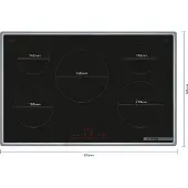 Bosch Serie 6 PIV845HB1E, Schwarz, Integriert, 80 cm, Zonen-Induktionskochfeld, Glaskeramik, 5 Zone(n)