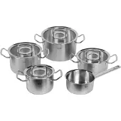 Fissler Original-Profi Collection / Edelstahl-Kochtopfset, 5-teilig, Töpfe mit Glas-Deckel (3 Kochtöpfe,1 Bratentopf 1 Stielkasserolle-deckellos) - Induktion