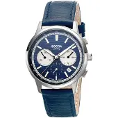 Boccia Herren Armbanduhr Sport 3734-02 Chronograph Titan Lederband blau