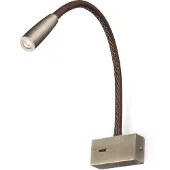 Faro Lead LED-Wand-Leseleuchte, braun, Metall/Leder - , Lead, Braun / Rost, für Schlafzimmer, Modern