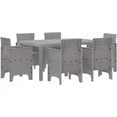 vidaXL Garten Essgruppe 7 stk. Hellgrau Polt Rattan
