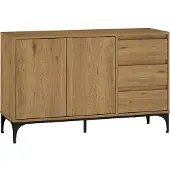 En.casa Sideboard 'Kistiandi' mit 2 Türen und 3 Schubladen 77 x 120 x 40 cm Eicheoptik, dunkel