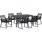 vidaXL Garten Essgruppe 7 stk. Schwarz Poly-Rattan