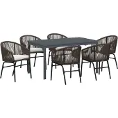 vidaXL Garten Essgruppe 7 stk. Braun Poly-Rattan