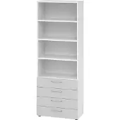 Hammerbacher Regal 6OH, 4 Schübe, BS Weiss/Grau