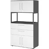 Hammerbacher Kombischrank, 4OH, graphit/weiss