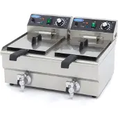 Maxima Elektro Fritteuse 2x 10L mit Ablasshahn