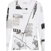 Desigual Bluse Newspaper 25WWTK25 Weiß Regular Fit