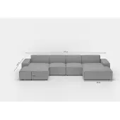 Fun-Möbel Wohnlandschaft Sofa U-Form CESINA XS in Stoff Ascot Bukla Grafit