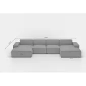 Fun-Möbel Wohnlandschaft Sofa U-Form CESINA in Stoff Ascot Bukla Grau