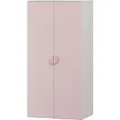 En.casa Kinderkleiderschrank 'Sandnes' mit 2 Türen 123 x 60 x 40 cm Weiß/Rosa