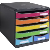 Exacompta BIG BOX MAXI Iderama Regenbogen, 6 offene Schubladen (4 groß/2 klein) A4/A4+, leise, stapelbar, 25 Jahre
